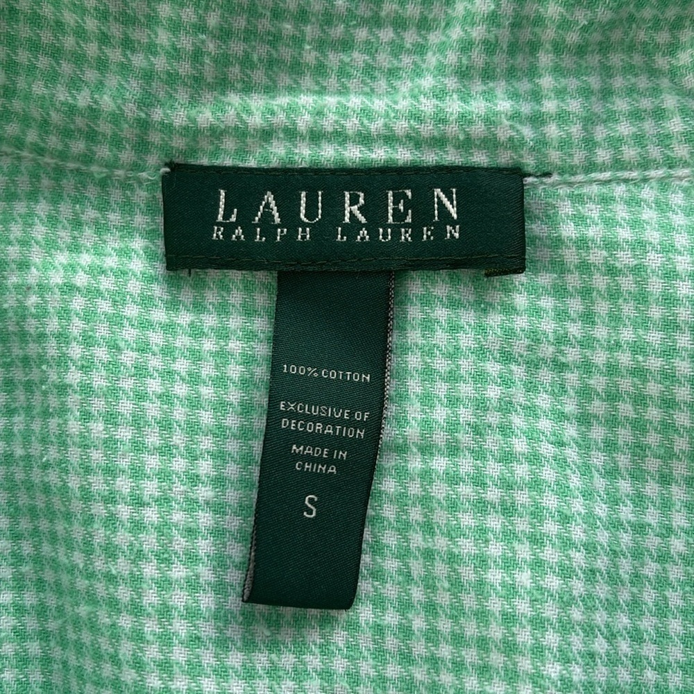 Lauren Ralph Lauren Check Green Sleep Shirt Size Small - Picture 5 of 13